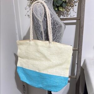 Stylish Cream and Blue Tote Bag